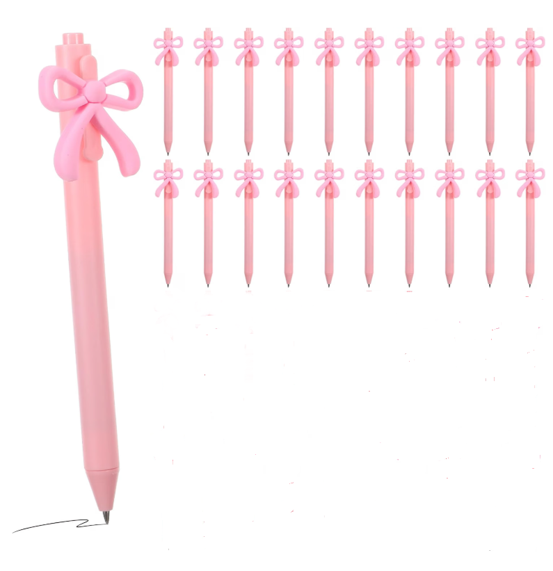 Pack of 20 Pink Bow Pens